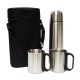 Stainless Steel Vacuum Flask with 2 Cups & Pouch